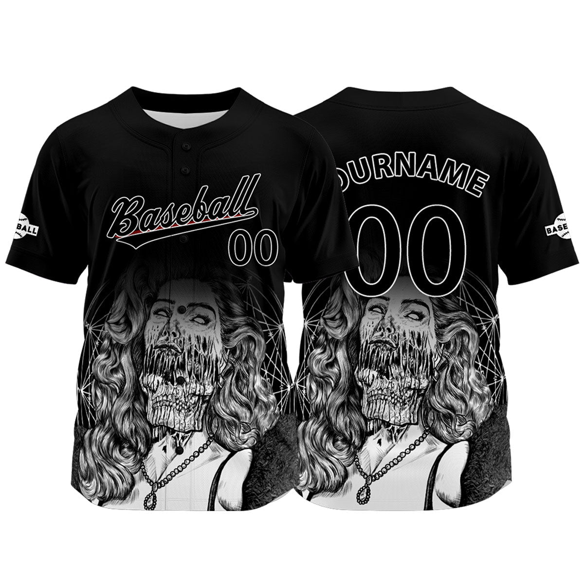 Camiseta de béisbol negra personalizada con nombre número y logotipo personalizados