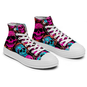 Resalta tu estilo con las zapatillas de lona de caña media Skeleton para hombre y mujer