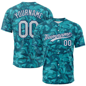 Dise?o personalizado de camiseta de béisbol con estampado a todo color camuflaje verde