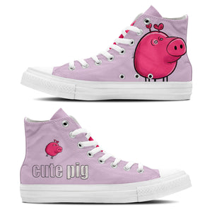Adorable Oink: Déjese seducir por la ternura con nuestras zapatillas de lona de media caña con divertidos dibujos de cerditos: moda divertida para hombres y mujeres