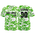 Camiseta de béisbol personalizada para hombres mujeres ni?os y jóvenes con bordados e impresión en verde y blanco