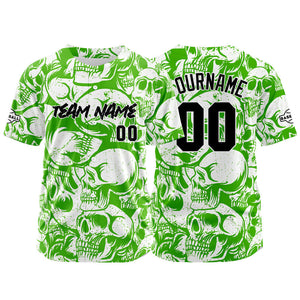 Camiseta de béisbol personalizada para hombres mujeres ni?os y jóvenes con bordados e impresión en verde y blanco