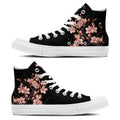 Elegancia Floral: Zapatillas de lona unisex de media caña -Adéntrate en la primavera con la elegante belleza de los estampados de flores de ciruelo para hombres y mujeres