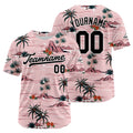 Camiseta de béisbol rosa con dise?o personalizado estampado completo