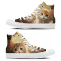 Momentos Meow: Adopta la moda felina con nuestras zapatillas unisex de lona de corte medio-donde los adorables gatos se roban el protagonismo en cada paso-diseñadas para hombres y mujeres