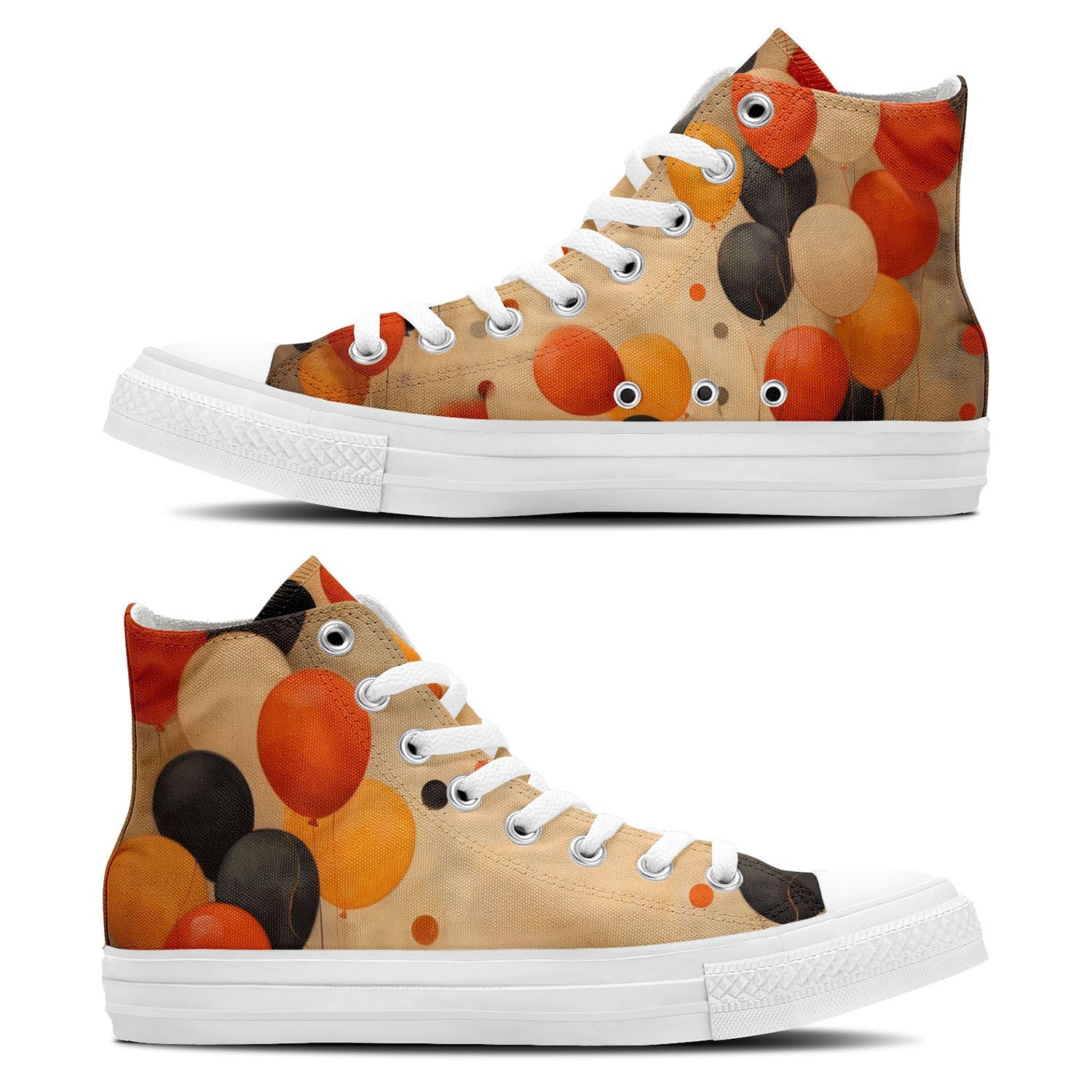 ¡Arriba-arriba y con estilo! Da rienda suelta a tu creatividad con estas zapatillas de lona de caña alta: moda unisex adornada con el cautivador y divertido estampado de lunares