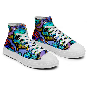 Resalta tu estilo con las zapatillas de lona de caña media Skeleton para hombre y mujer