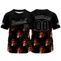 Camiseta de béisbol negra personalizada con nombre número y logotipo personalizados