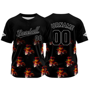 Camiseta de béisbol negra personalizada con nombre número y logotipo personalizados