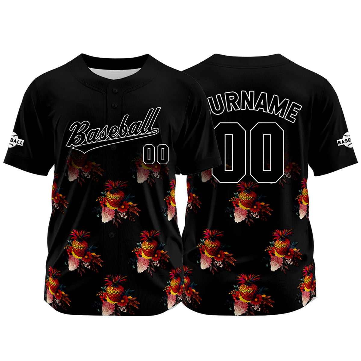 Camiseta de béisbol negra personalizada con nombre número y logotipo personalizados