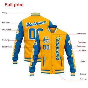 Chaqueta universitaria personalizada estilo Letterman para hombres-mujeres y jóvenes-color naranja y azul