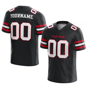 customized authentic football jersey black white-red mesh
