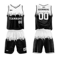 Uniforme de baloncesto personalizado blanco y negro con tu logotipo-nombre y número impresos
