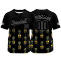 Camiseta de béisbol negra personalizada con nombre número y logotipo personalizados