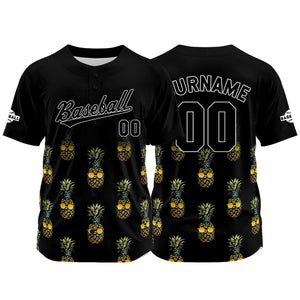 Camiseta de béisbol negra personalizada con nombre número y logotipo personalizados