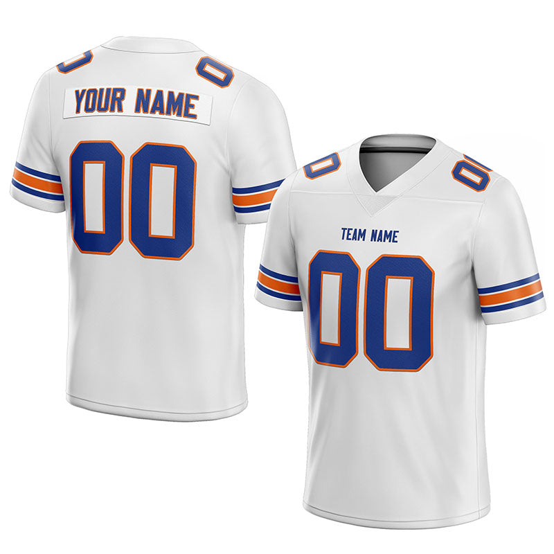 custom authentic football jersey white-royal-orange mesh