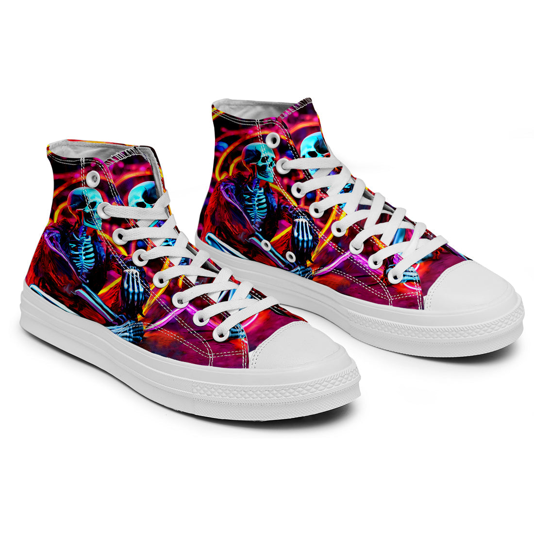 Resalta tu estilo con las zapatillas de lona de caña media Skeleton para hombre y mujer