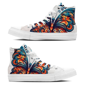 Graceful Soar: Zapatillas de lona de media caña adornadas con la elegancia de una mariposa para hombre y mujer: un paso caprichoso hacia el estilo y la comodidad
