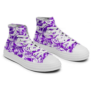 Resalta tu estilo con las zapatillas de lona de caña media Skeleton para hombre y mujer