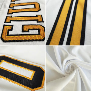 customized authentic football jersey white black-gold mesh