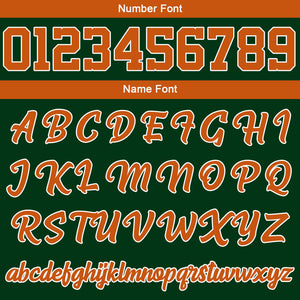 Chaqueta universitaria personalizada estilo Letterman para hombres-mujeres y jóvenes-color verde oscuro y naranja
