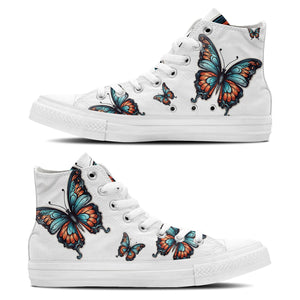 Graceful Soar: Zapatillas de lona de media caña adornadas con la elegancia de una mariposa para hombre y mujer: un paso caprichoso hacia el estilo y la comodidad