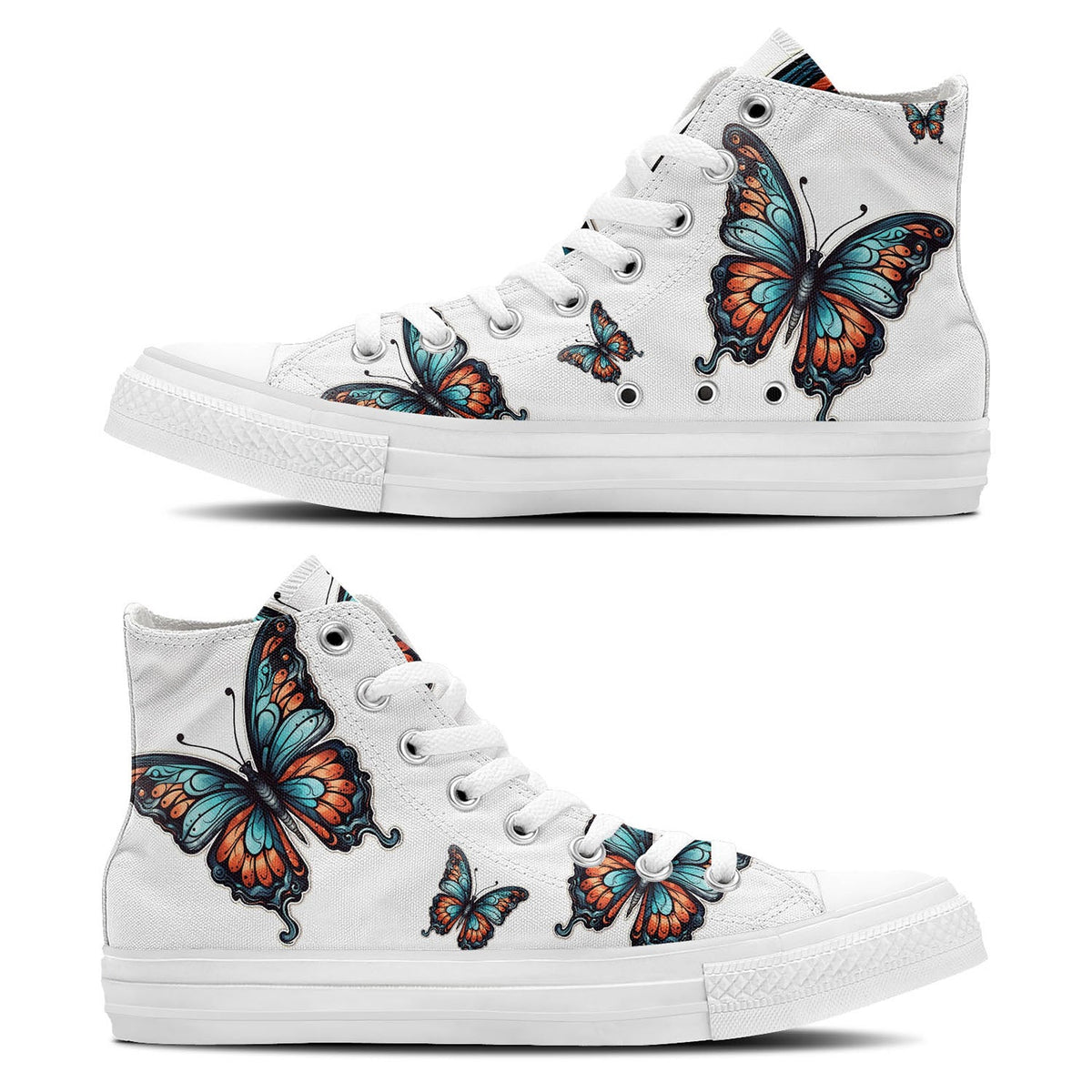 Graceful Soar: Zapatillas de lona de media caña adornadas con la elegancia de una mariposa para hombre y mujer: un paso caprichoso hacia el estilo y la comodidad