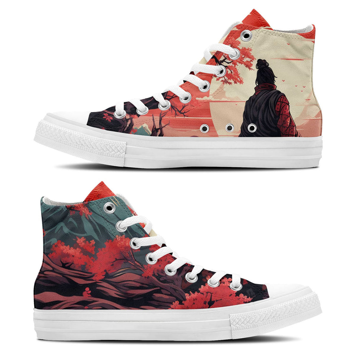 Imperial Vigor: Eleva tu estilo con zapatillas de lona de media caña para hombre y mujer-que capturan la esencia del espíritu samurái japonés