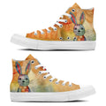 Whimsical Hops: Zapatillas unisex de media caña de lona -Adéntrate en un mundo artístico y maravilloso con divertidos estampados de conejos para hombres y mujeres