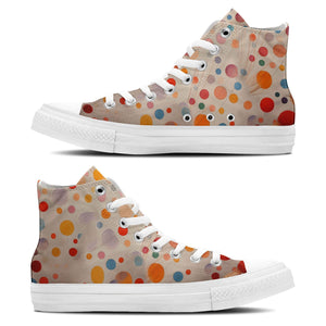 Vivid Circles Elegance: Zapatillas unisex de lona de media caña: luce un estilo impecable con estas zapatillas de gran calidad para hombre y mujer