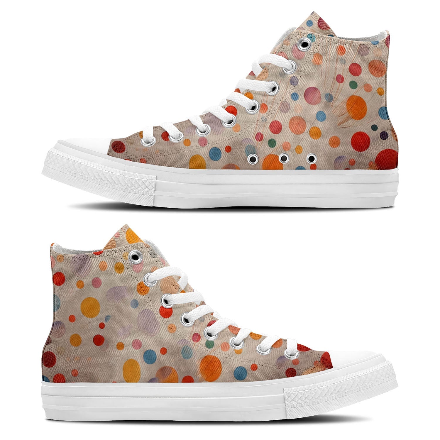 Vivid Circles Elegance: Zapatillas unisex de lona de media caña: luce un estilo impecable con estas zapatillas de gran calidad para hombre y mujer