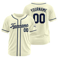 Camiseta de béisbol personalizada con diseño bordado & estilo hip hop & color crema y azul marino