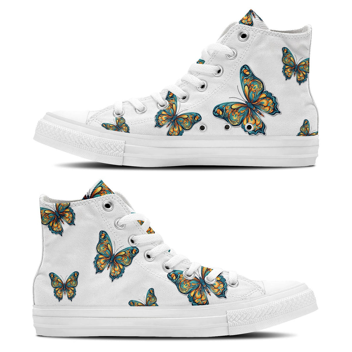Graceful Soar: Zapatillas de lona de media caña adornadas con la elegancia de una mariposa para hombre y mujer: un paso caprichoso hacia el estilo y la comodidad