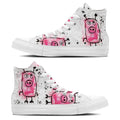 Adorable Oink: Déjese seducir por la ternura con nuestras zapatillas de lona de media caña con divertidos dibujos de cerditos: moda divertida para hombres y mujeres