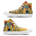 Gatitos Artísticos: Zapatillas de lona de media caña para hombre y mujer -Eleva tu estilo con estas zapatillas de lona de caña media que presentan la encantadora alegría del arte felino