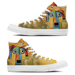 Gatitos Artísticos: Zapatillas de lona de media caña para hombre y mujer -Eleva tu estilo con estas zapatillas de lona de caña media que presentan la encantadora alegría del arte felino