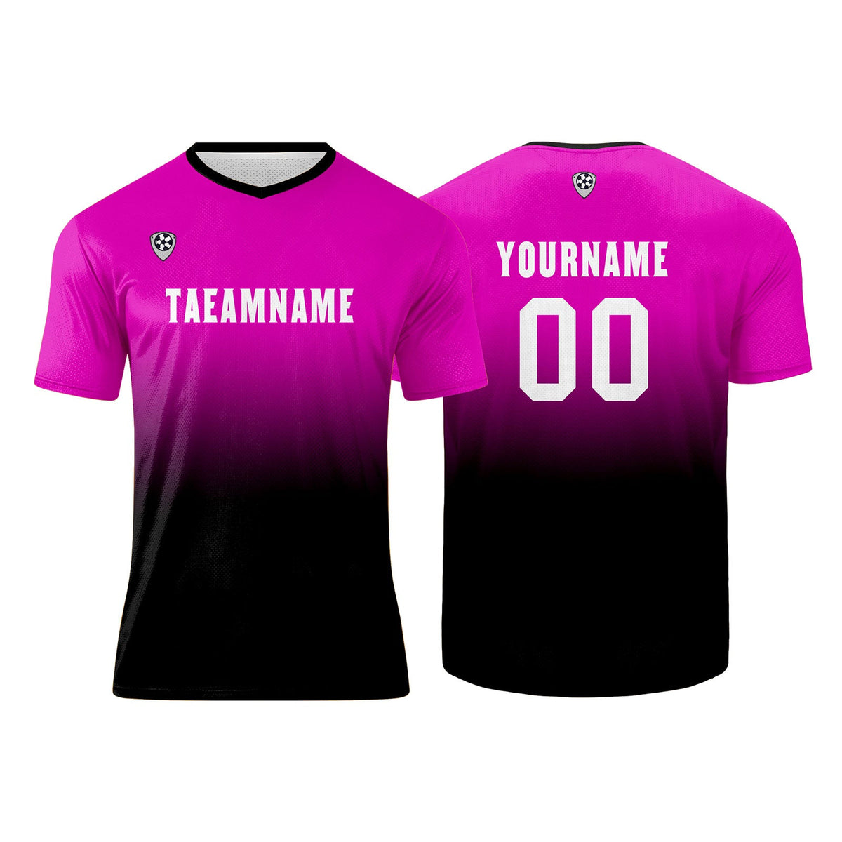 Conjunto personalizado de camiseta de uniforme rosa y negro para niños y adultos