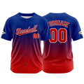 Dise?o personalizado de camiseta de béisbol con estampado completo en rojo y azul