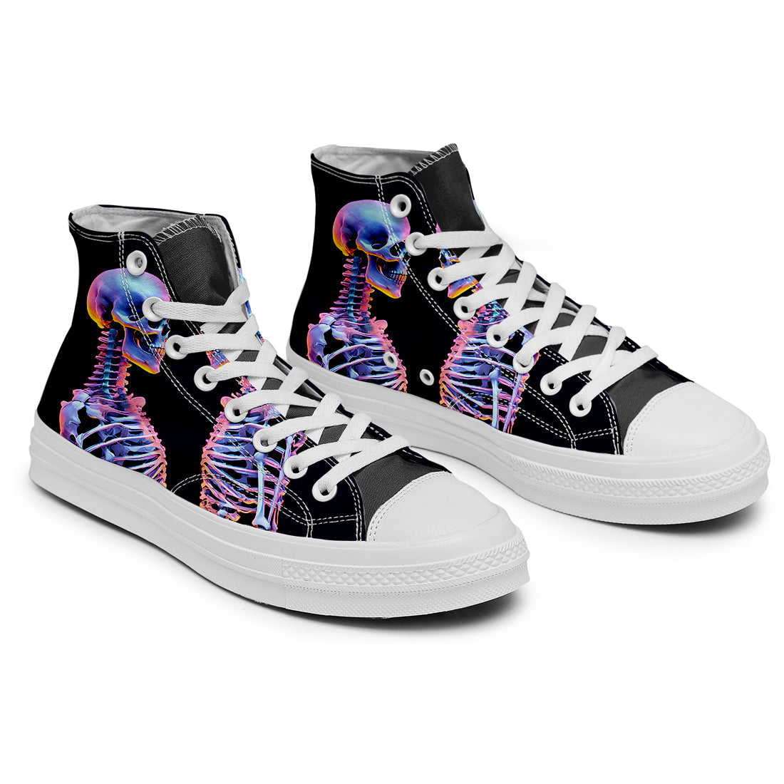 Resalta tu estilo con las zapatillas de lona de caña media Skeleton para hombre y mujer