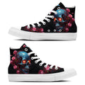 Skull Symphony: Zapatillas unisex de media caña de lona -Adéntrate en una vibrante melodía de color con un diseño de lápiz inspirado en calaveras para hombres y mujeres