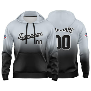 Sudadera con capucha personalizada con degradado para hombre-mujer-niña o niño Estampa tu logotipo-nombre o número Gris y negro