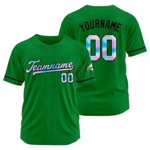 Camiseta de béisbol verde personalizada con diseño bordado Camisetas de béisbol de hip hop personalizadas