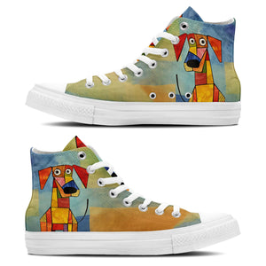 Perfección abstracta: Sumérgete en un mundo de arte con las zapatillas de lona de media caña para hombre y mujer con estampados de gatos que transforman cada paso en una expresión abstracta de belleza felina