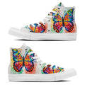 Ballet de Mariposas: Zapatillas de lona unisex de media caña -Baila a través de un jardín artístico con estampados de mariposas caprichosas para hombres y mujeres
