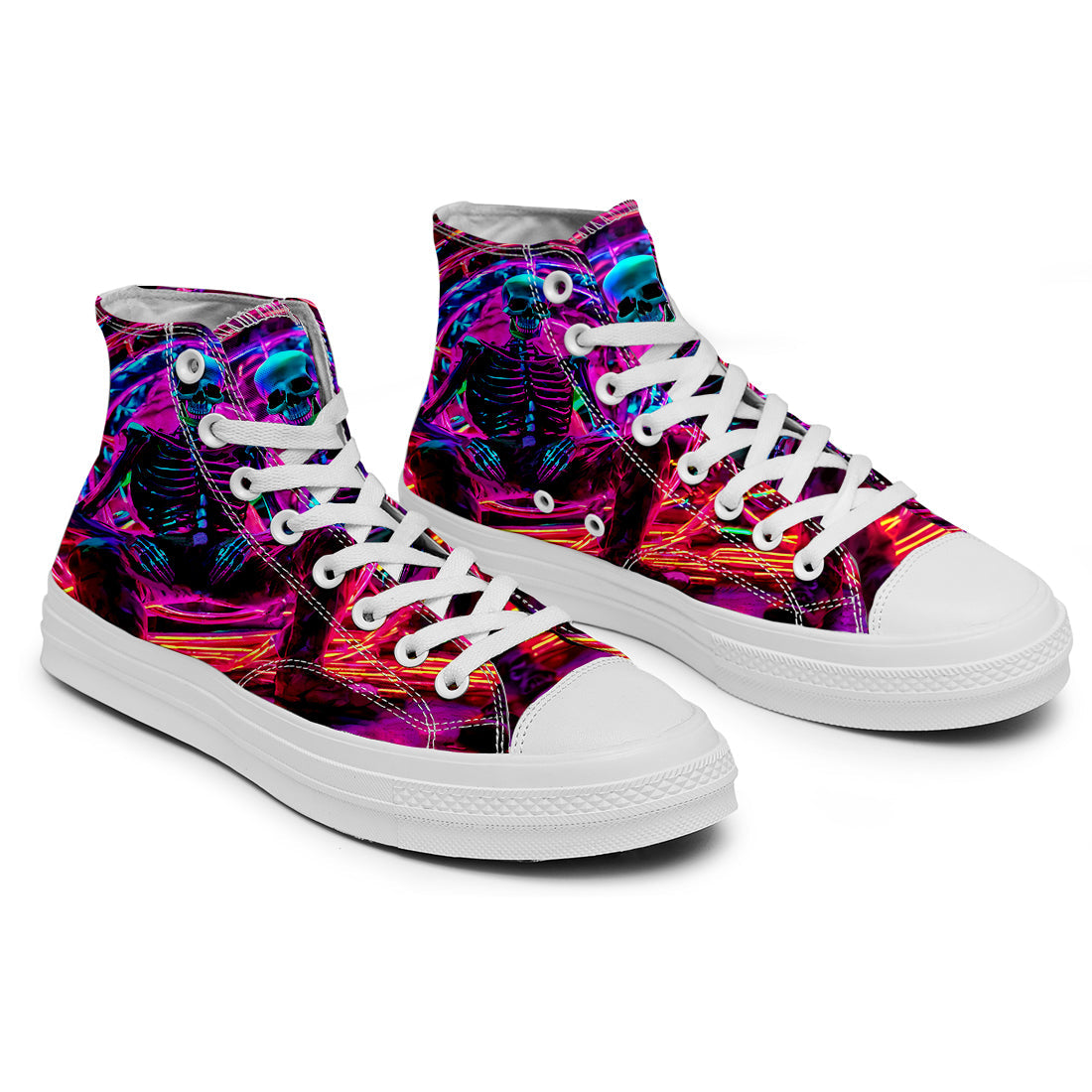 Resalta tu estilo con las zapatillas de lona de caña media Skeleton para hombre y mujer
