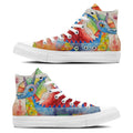 Elegancia Jurásica: Da rienda suelta a tu creatividad con estas zapatillas de lona de caña alta Moda unisex adornada con el cautivador y divertido diseño de estampados artísticos de dinosaurios
