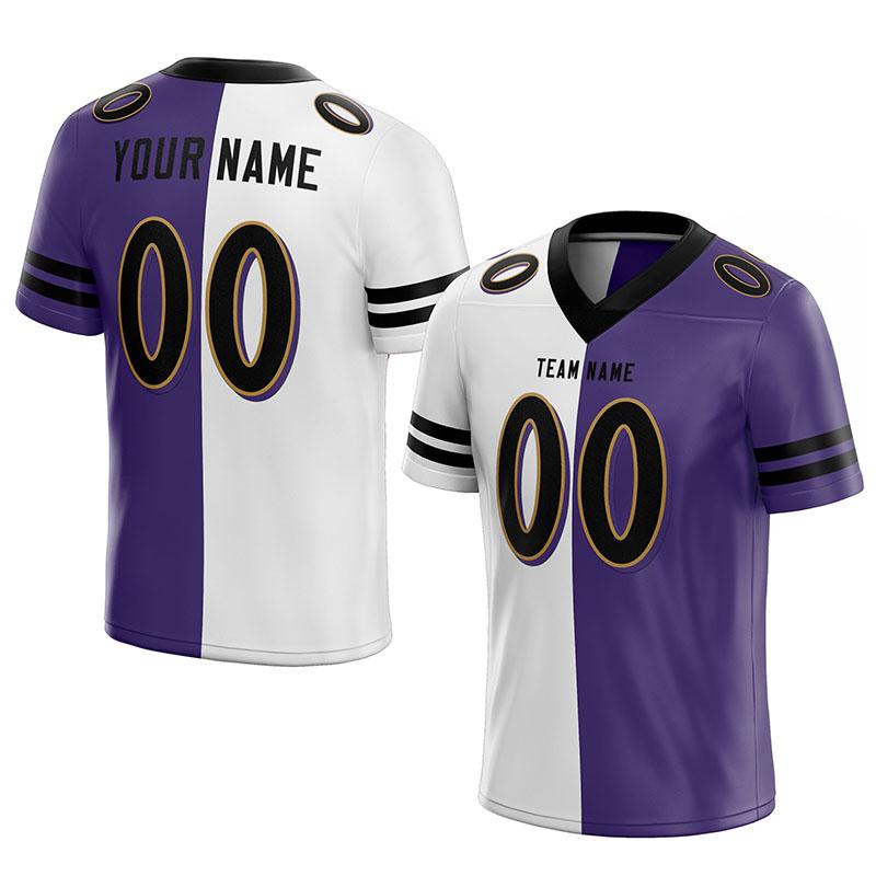 custom authentic split fashion football jersey purple-white-black mesh