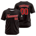 Camiseta de béisbol personalizada con diseño bordado & estilo hip hop & color negro y rojo