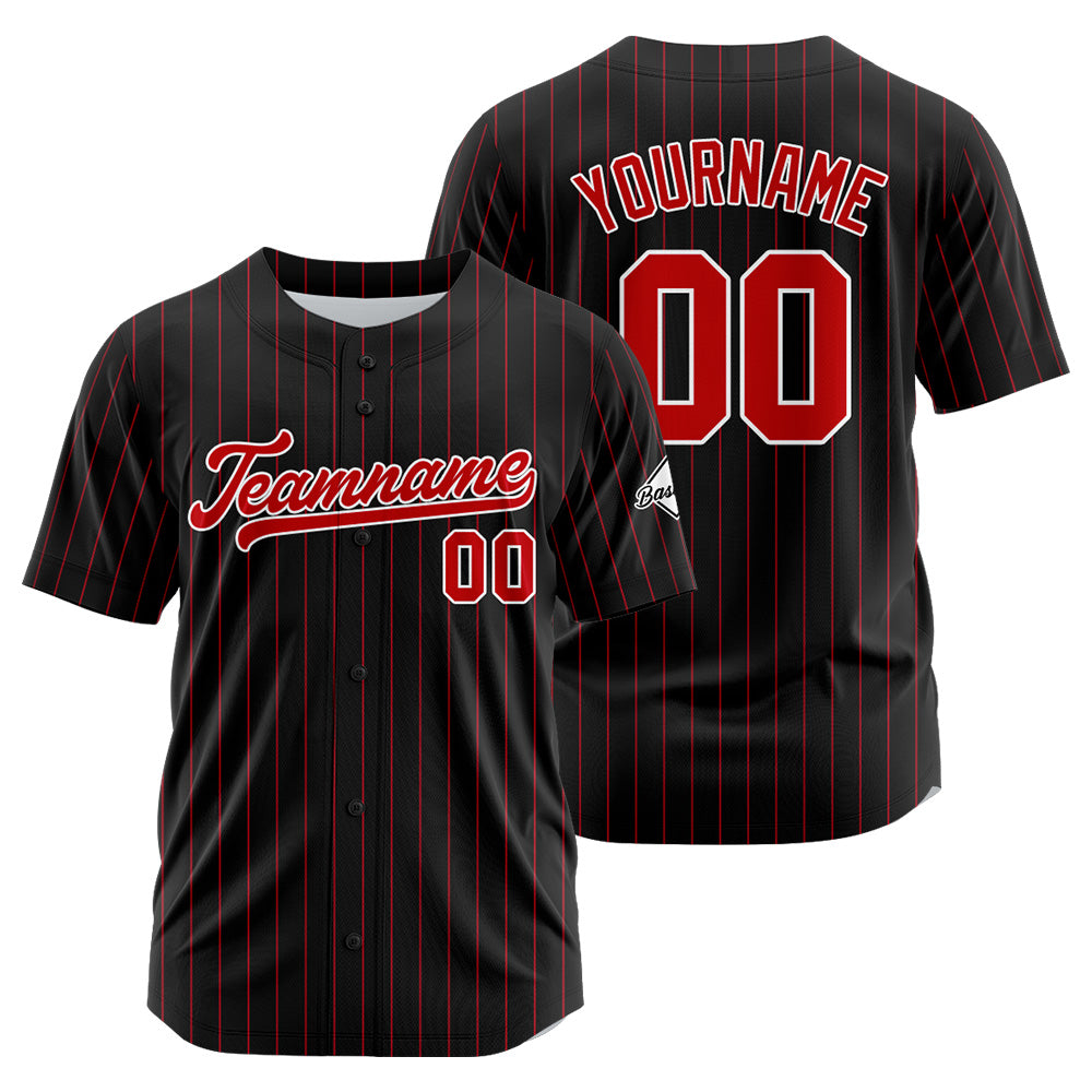 Camiseta de béisbol personalizada con diseño bordado & estilo hip hop & color negro y rojo