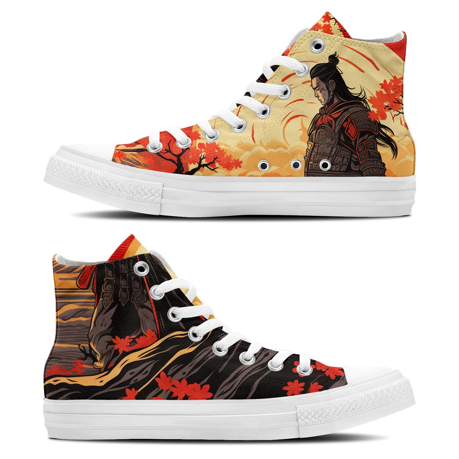 Estilo samurái: Zapatillas unisex de lona de media caña -Canaliza el espíritu de los guerreros de Japón con cada paso